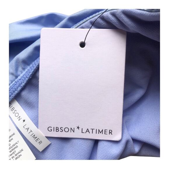 Gibson Latimer NWT Side Ruched Twist Front Band Cornflower Blue Bikini Bottom LG - Picture 9 of 10